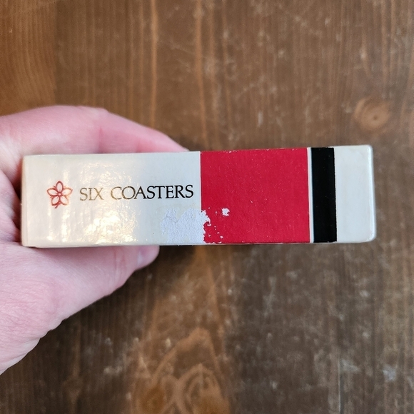 Vtg Pimpernel White Christmas Tree Coaster Set of 6 Cork Back England With Box - Picture 4 of 11